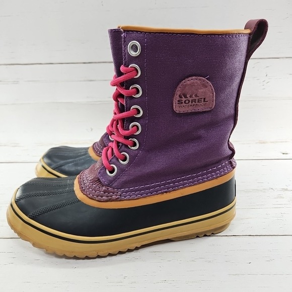 Sorel Premium CVS Womens 7 Purple Waterproof‎ Winter Duck Boots Wool NL1717-505 - Picture 1 of 9